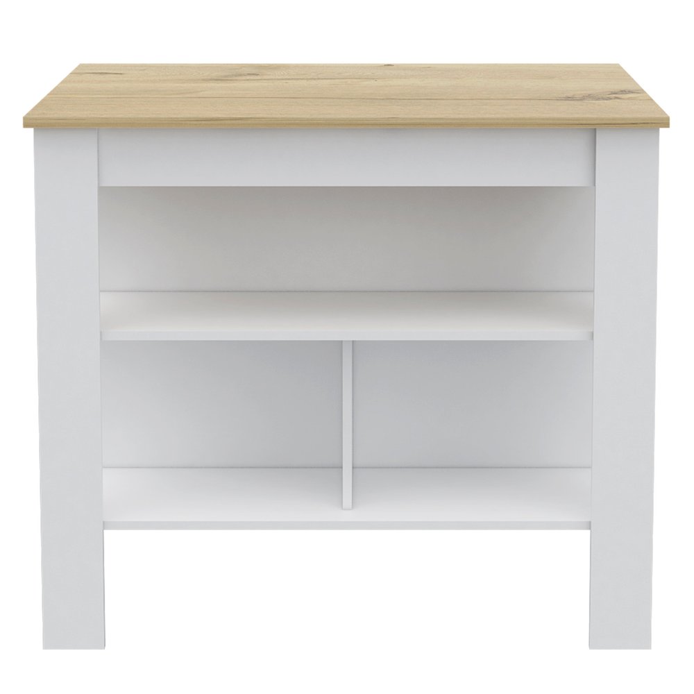 White and Oak 41" Kitchen Island With Storage — view 3