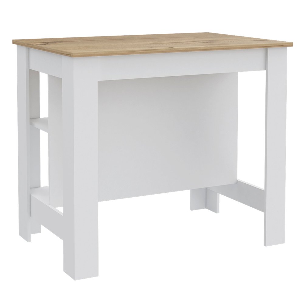 White and Oak 41" Kitchen Island With Storage — view 4