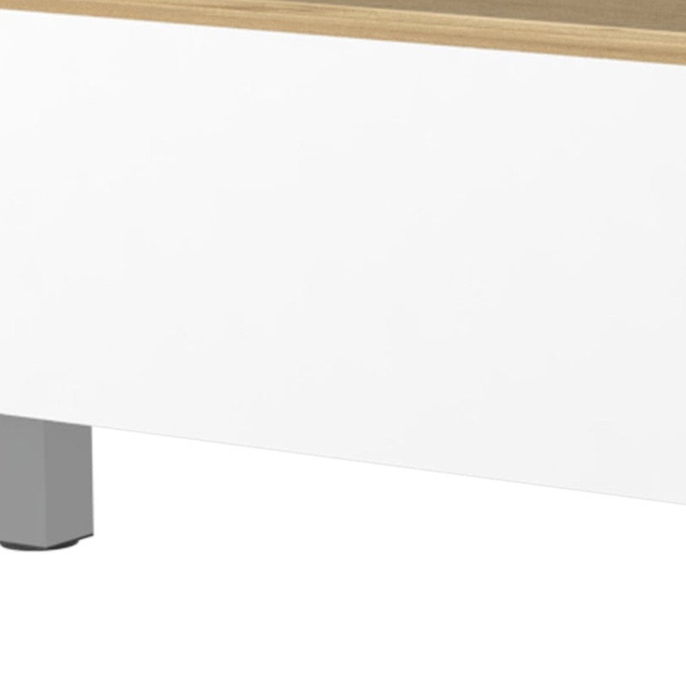 32" White And Oak Brown Wood and Metal Lift Top Coffee Table HomeRoots