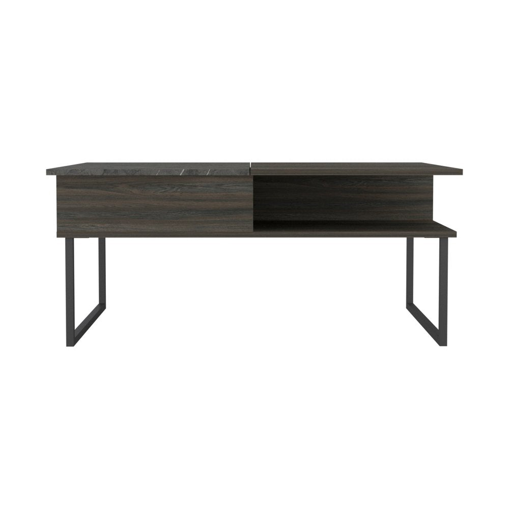 41" Espresso And Black Wood And Metal Lift Top Coffee Table With Shelf — view 1