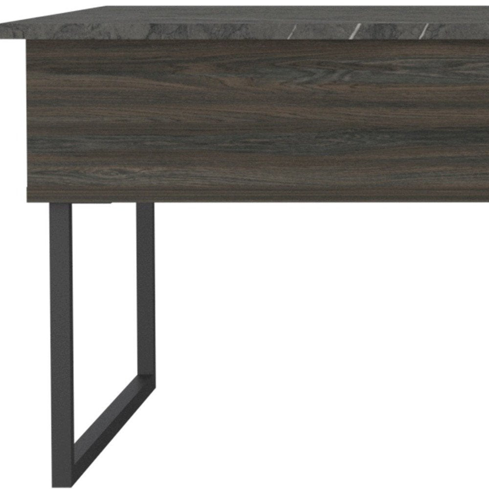 41" Espresso And Black Wood And Metal Lift Top Coffee Table With Shelf — view 4