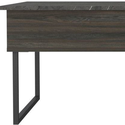 41" Espresso And Black Wood And Metal Lift Top Coffee Table With Shelf HomeRoots