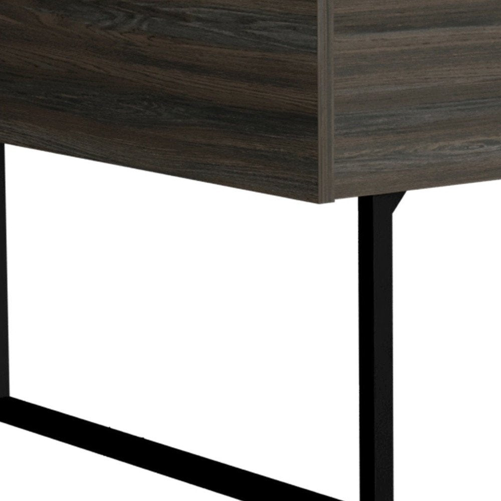 39" Espresso And Black Wood And Metal Lift Top Coffee Table With Drawer HomeRoots
