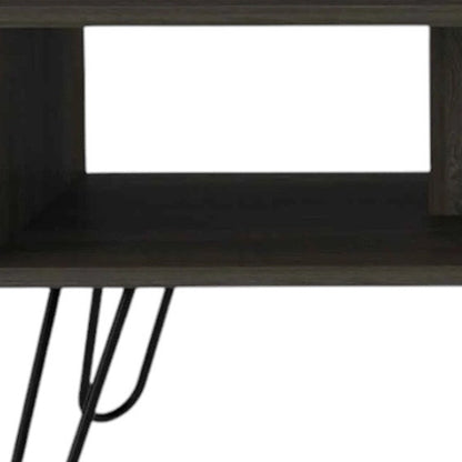40" Espresso And Black Wood And Metal Coffee Table With Shelf HomeRoots