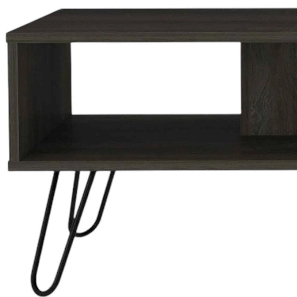 40" Espresso And Black Wood And Metal Coffee Table With Shelf HomeRoots