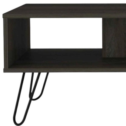 40" Espresso And Black Wood And Metal Coffee Table With Shelf HomeRoots
