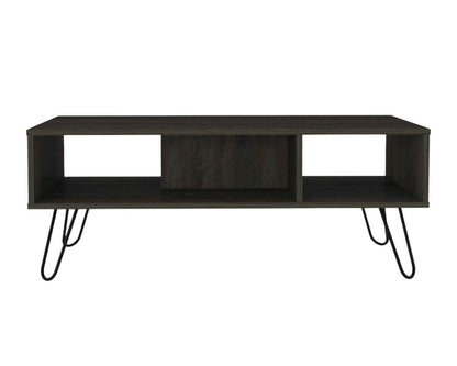 40" Espresso And Black Wood And Metal Coffee Table With Shelf HomeRoots