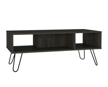 40" Espresso And Black Wood And Metal Coffee Table With Shelf HomeRoots