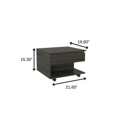 22" Espresso Wood Lift Top Wheel Coffee Table HomeRoots