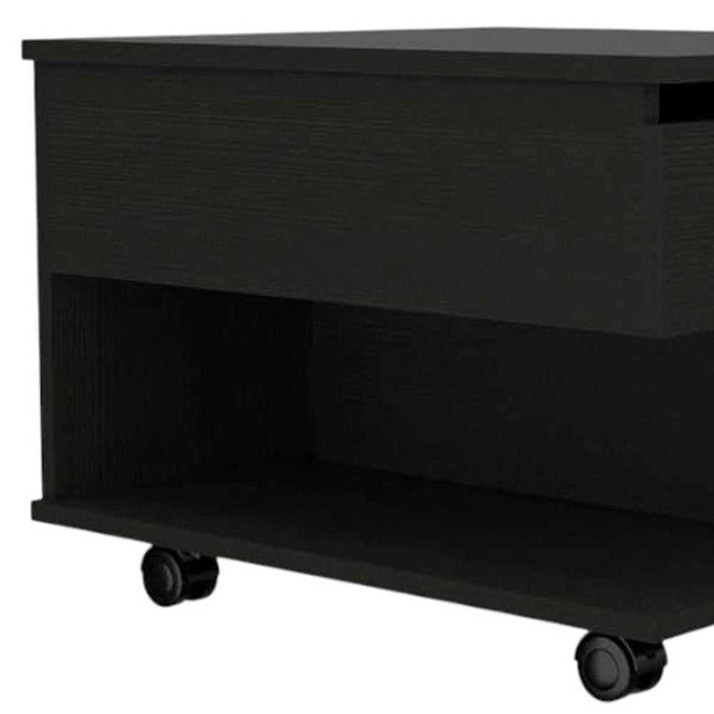 22" Charcoal Wood Lift Top Wheel Coffee Table — view 3
