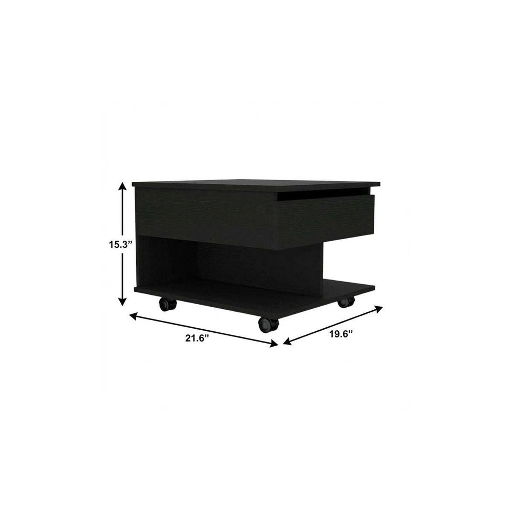 22" Charcoal Wood Lift Top Wheel Coffee Table HomeRoots