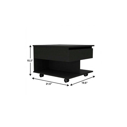22" Charcoal Wood Lift Top Wheel Coffee Table HomeRoots