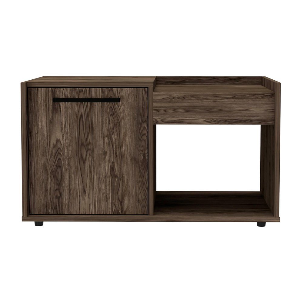 32" Brown Wood Coffee Table With Shelf — view 3