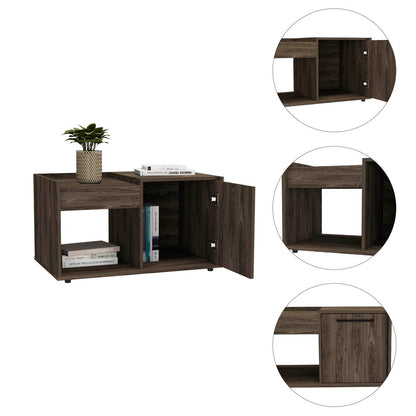 32" Brown Wood Coffee Table With Shelf HomeRoots