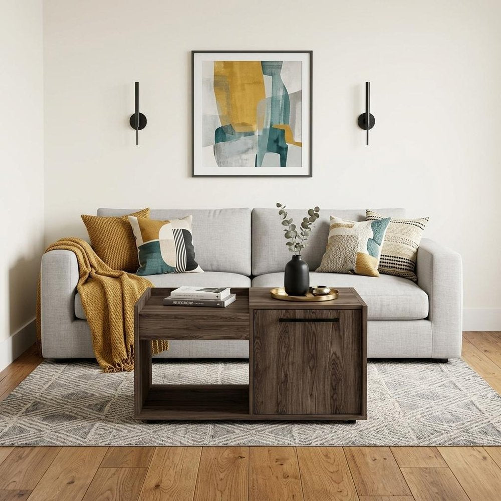 32" Brown Wood Coffee Table With Shelf HomeRoots