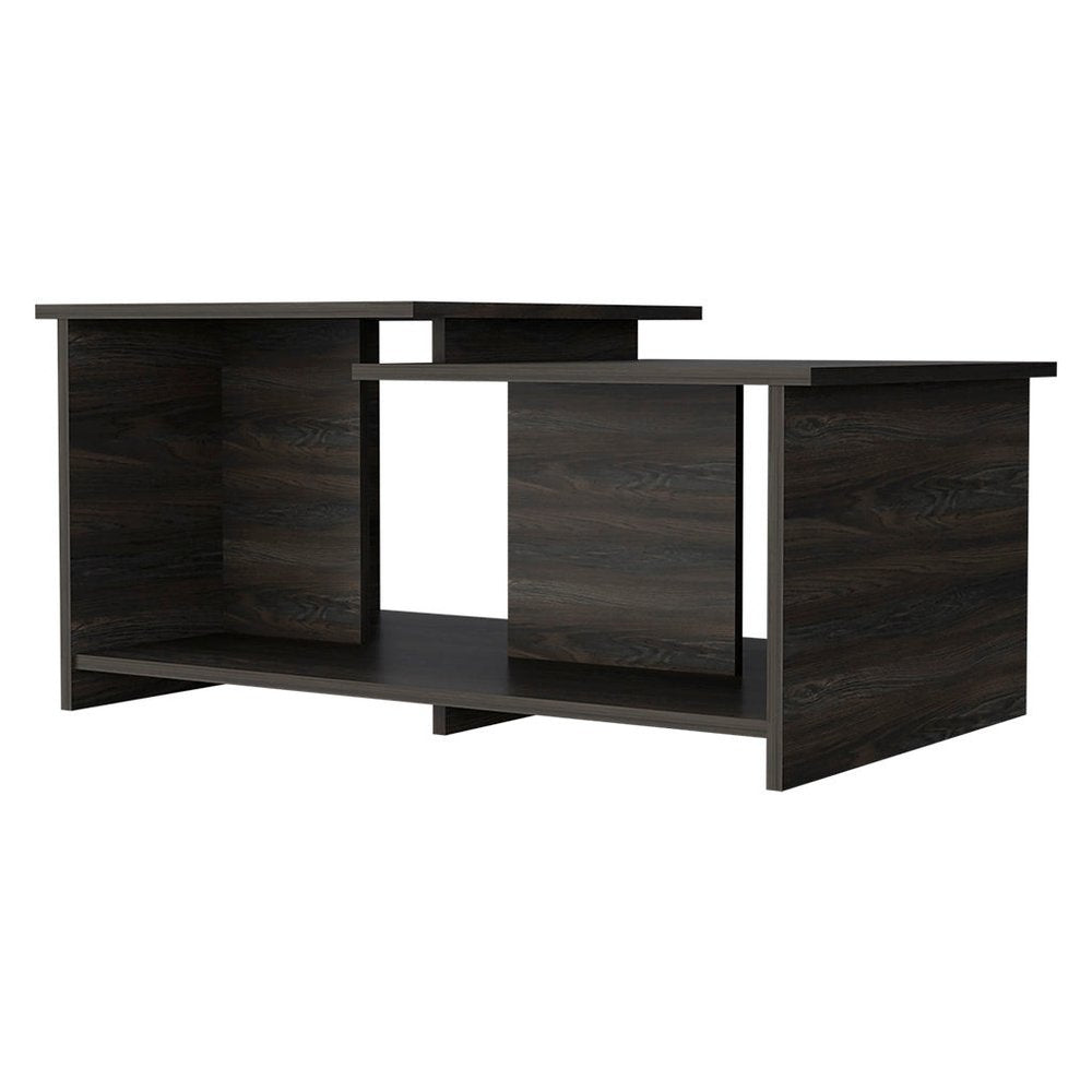 35" Espresso Wood Coffee Table With Shelf HomeRoots