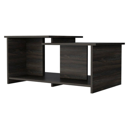35" Espresso Wood Coffee Table With Shelf HomeRoots