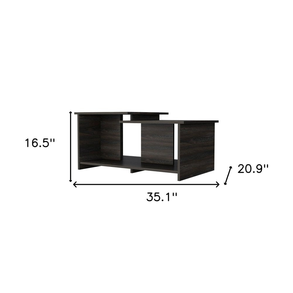 35" Espresso Wood Coffee Table With Shelf HomeRoots