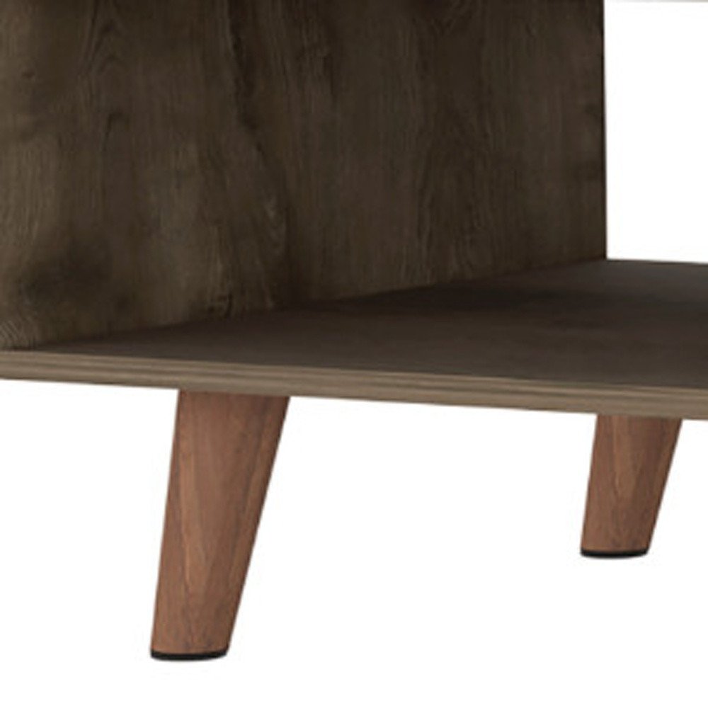 40" Brown And Brown and White Wood Coffee Table With Drawer And Shelf HomeRoots
