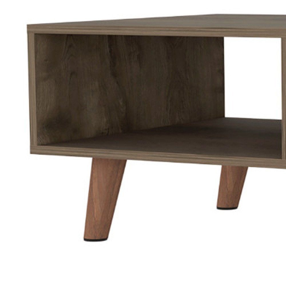 40" Brown And Brown and White Wood Coffee Table With Drawer And Shelf HomeRoots
