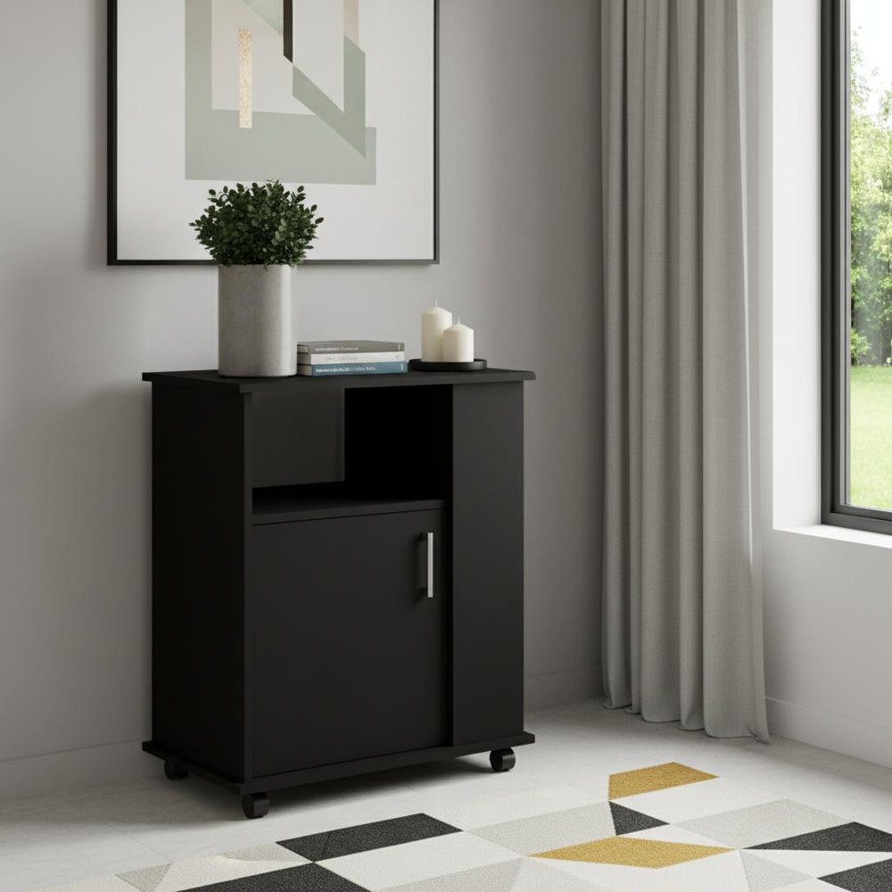 24" Black Wood Accent Cabinet With Single Door — view 4