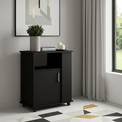 24" Black Wood Accent Cabinet With Single Door