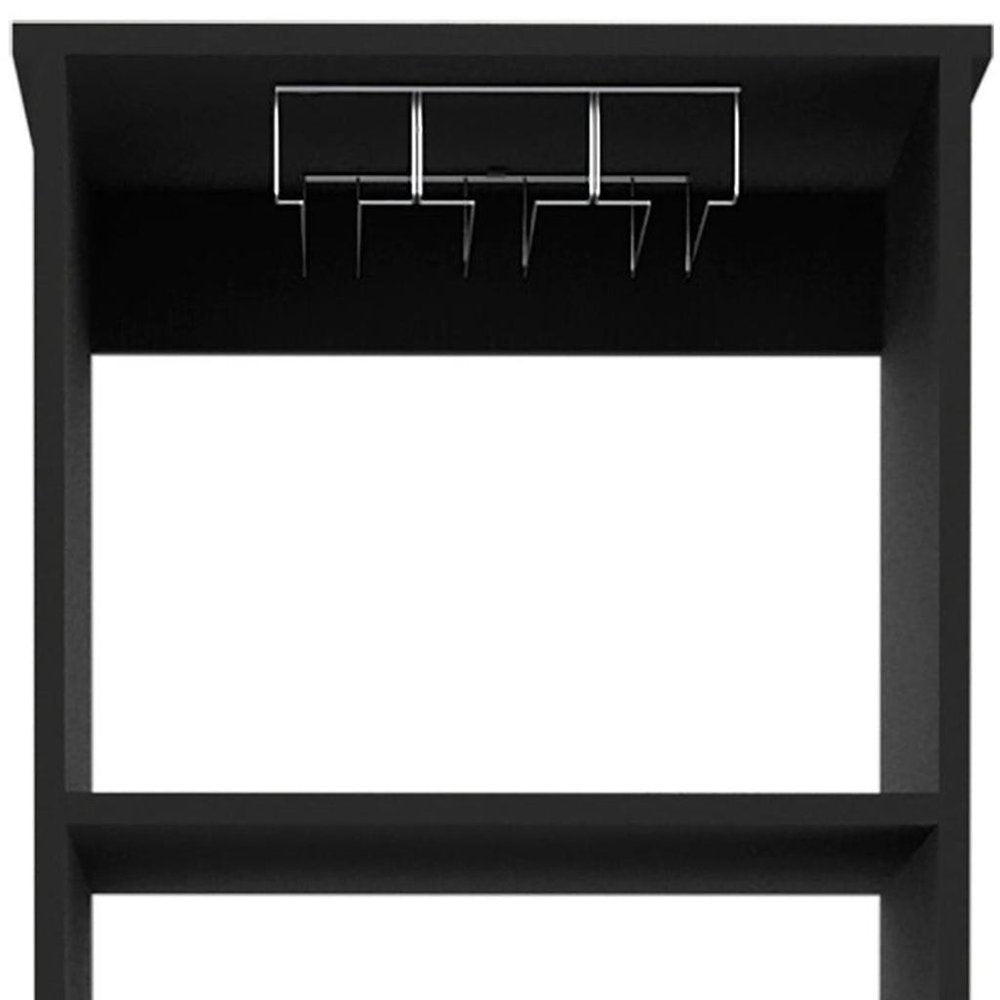 18" Black Wood Bar Cabinet With Two Drawers — view 4