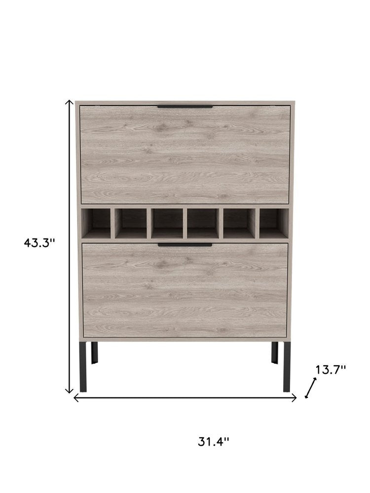31" Light Gray and Black Wood and Steel Bar Cabinet With Two Doors — view 3