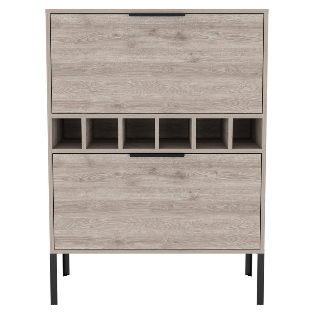 31" Light Gray and Black Wood and Steel Bar Cabinet With Two Doors — view 4