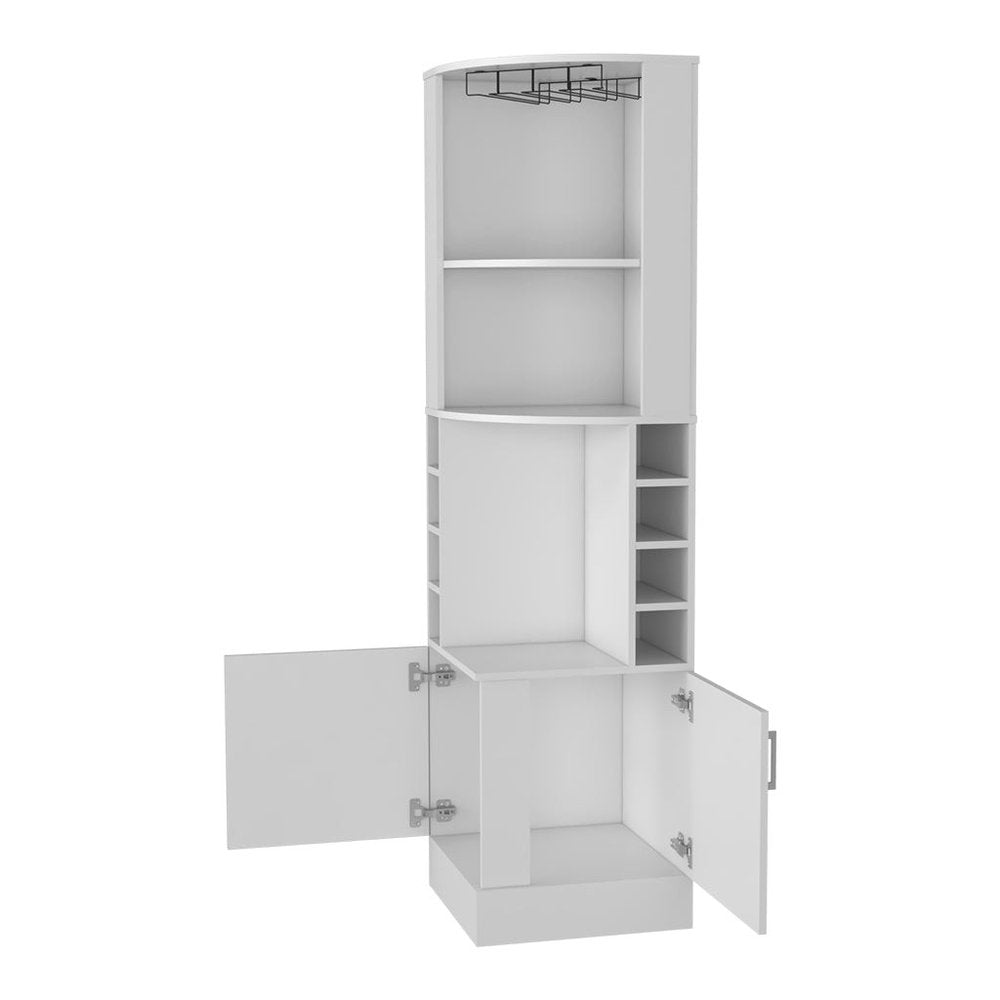 18" White Wood Corner Bar Cabinet With Two Doors — view 2
