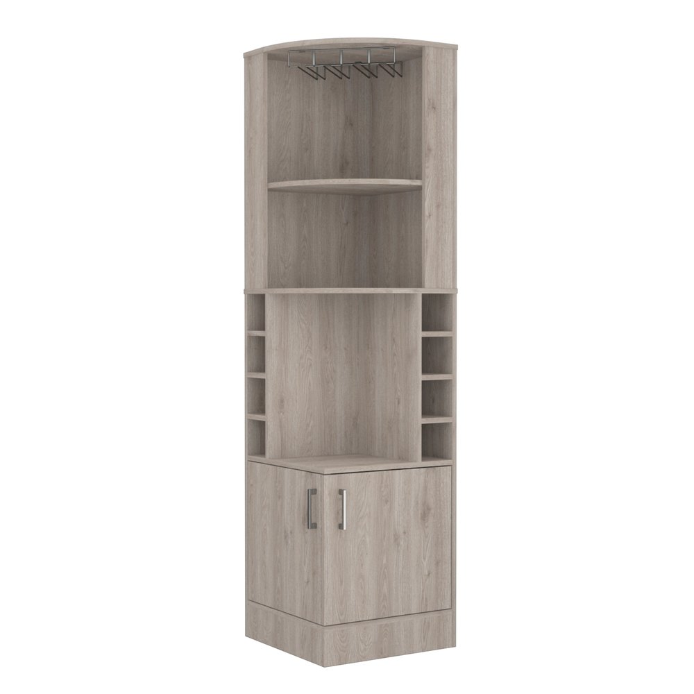 18" Light Gray Wood Corner Bar Cabinet With Two Doors — view 2