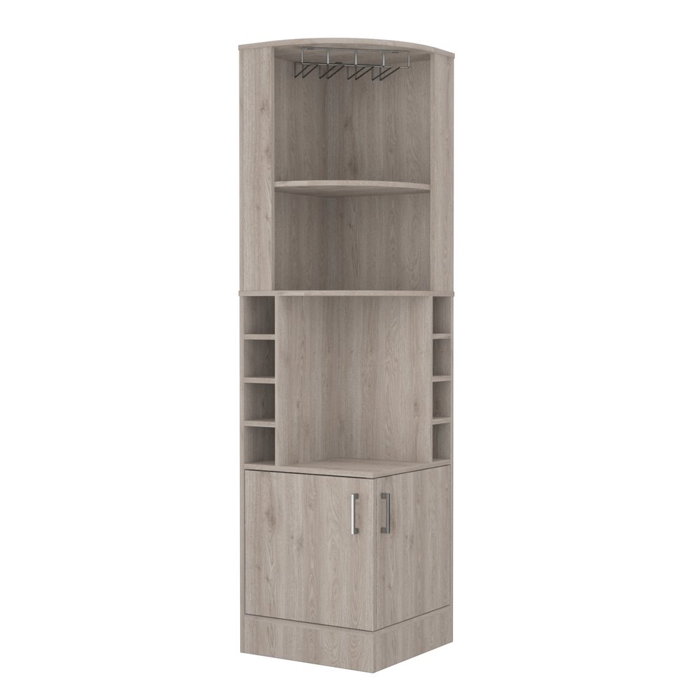 18" Light Gray Wood Corner Bar Cabinet With Two Doors — view 1