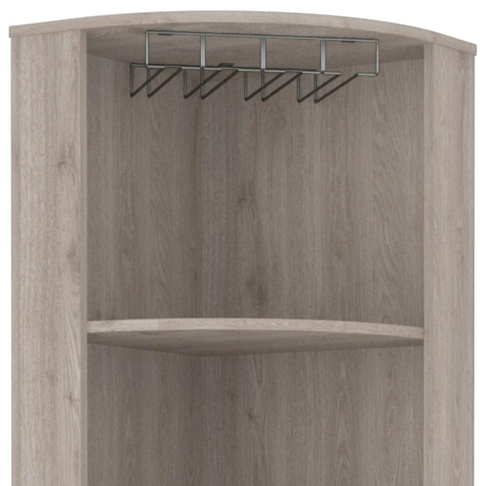 18" Light Gray Wood Corner Bar Cabinet With Two Doors — view 4