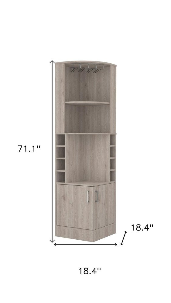 18" Light Gray Wood Corner Bar Cabinet With Two Doors — view 5