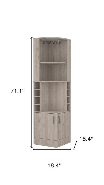 18" Light Gray Wood Corner Bar Cabinet With Two Doors