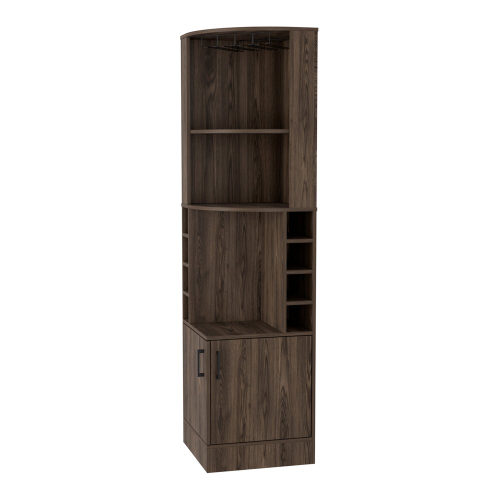 18" Walnut Wood Corner Bar Cabinet With Two Doors — view 1