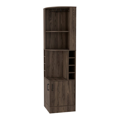 18" Walnut Wood Corner Bar Cabinet With Two Doors