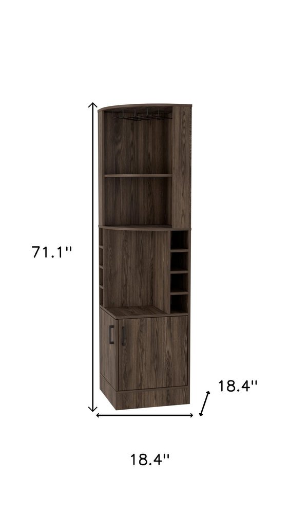 18" Walnut Wood Corner Bar Cabinet With Two Doors — view 5
