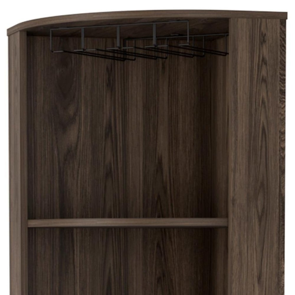 18" Walnut Wood Corner Bar Cabinet With Two Doors — view 4