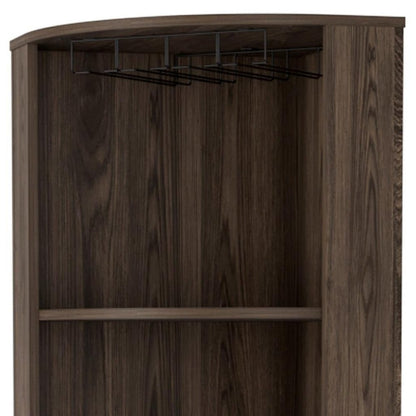 18" Walnut Wood Corner Bar Cabinet With Two Doors
