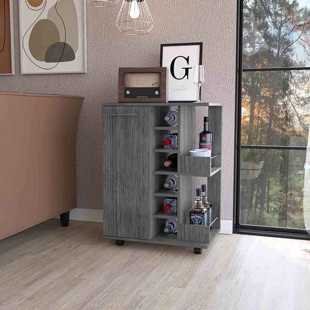 Gray Rolling Bar Cart With Wine Storage HomeRoots