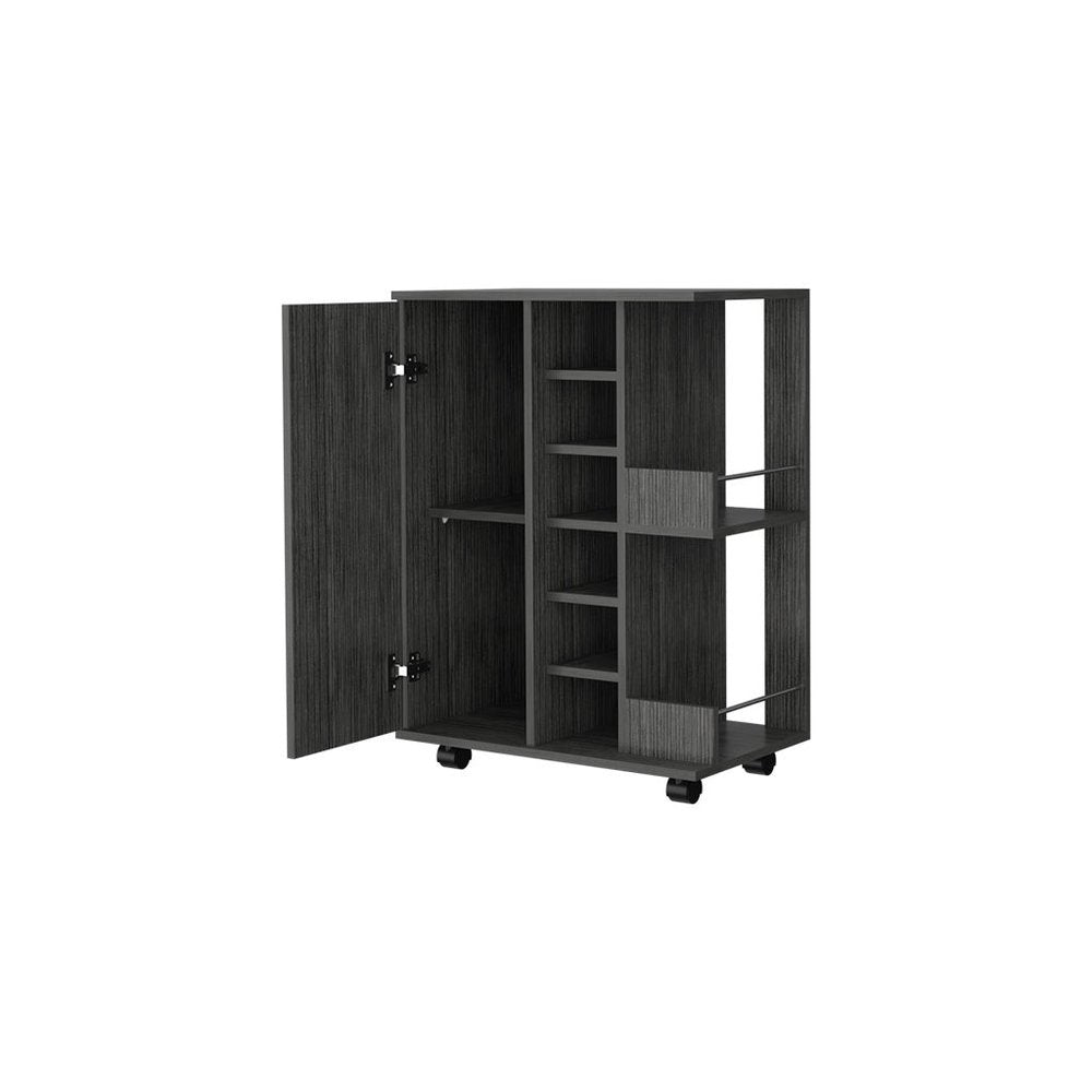 Gray Rolling Bar Cart With Wine Storage HomeRoots