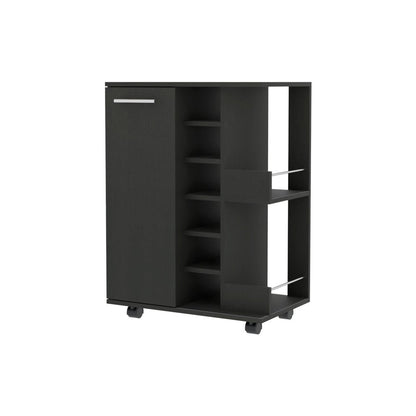 Black Rolling Bar Cart With Wine Storage HomeRoots