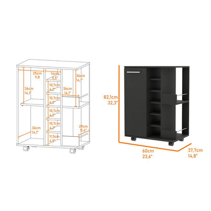 Black Rolling Bar Cart With Wine Storage HomeRoots