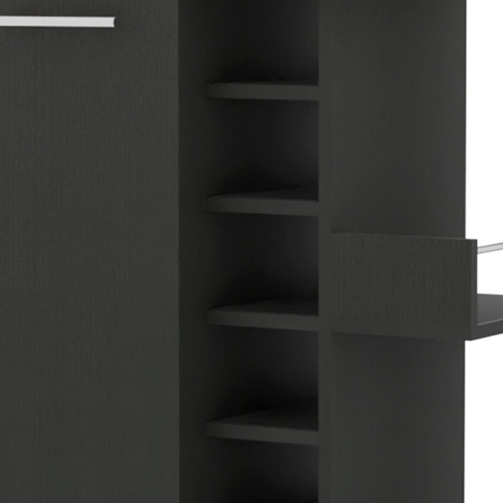 Black Rolling Bar Cart With Wine Storage — view 3