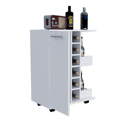 White Rolling Bar Cart With Wine Storage HomeRoots