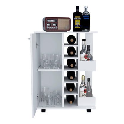 White Rolling Bar Cart With Wine Storage HomeRoots
