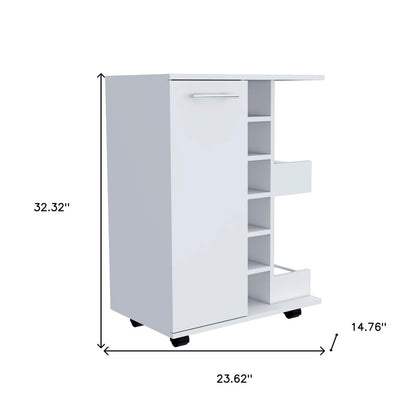 White Rolling Bar Cart With Wine Storage HomeRoots