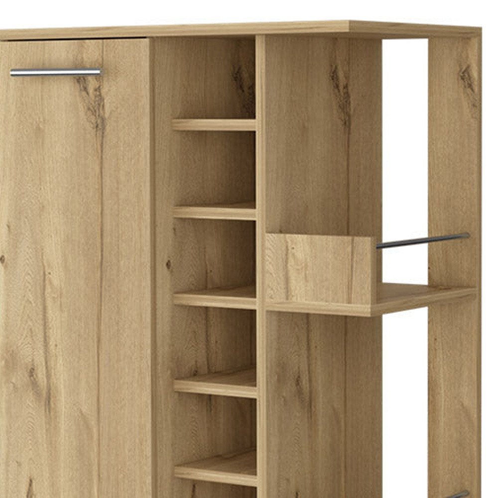 Oak Rolling Bar Cart With Wine Storage HomeRoots