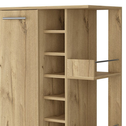 Oak Rolling Bar Cart With Wine Storage HomeRoots